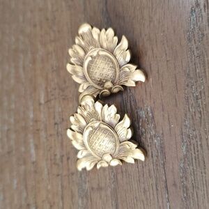 MFA gold tone clip on Museum of Fine Arts earrings.